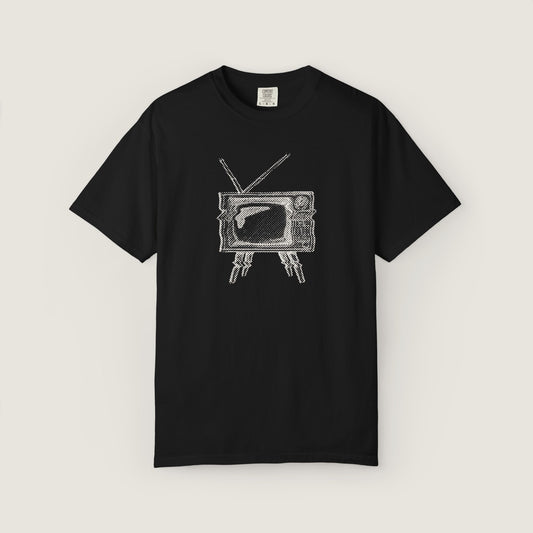 Ravenwood Hollow Apparel | Unisex Garment-Dyed Tee | "vintage tv sketch"