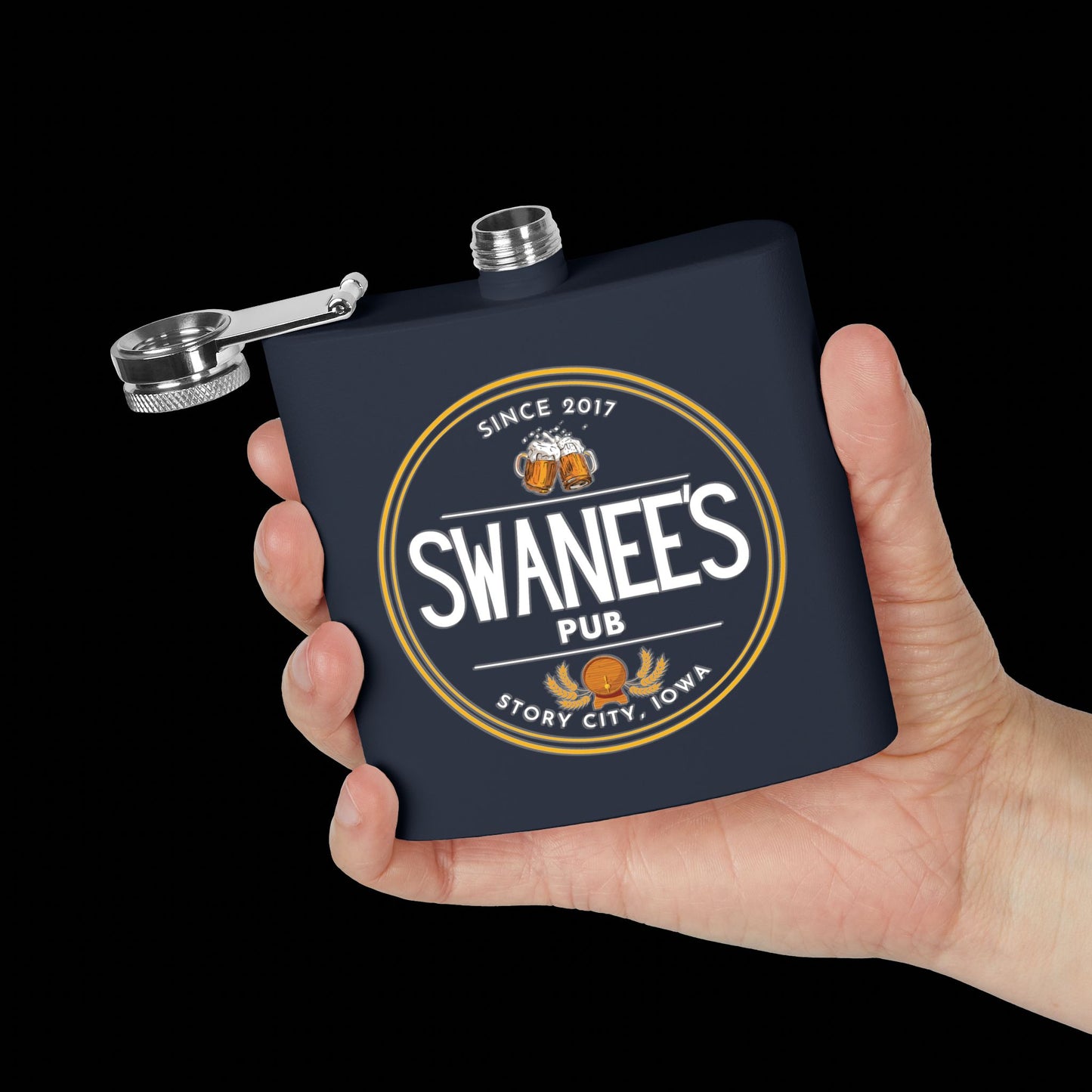 Swanee's Pub Drinkware | 6 oz Stainless Steel Flask