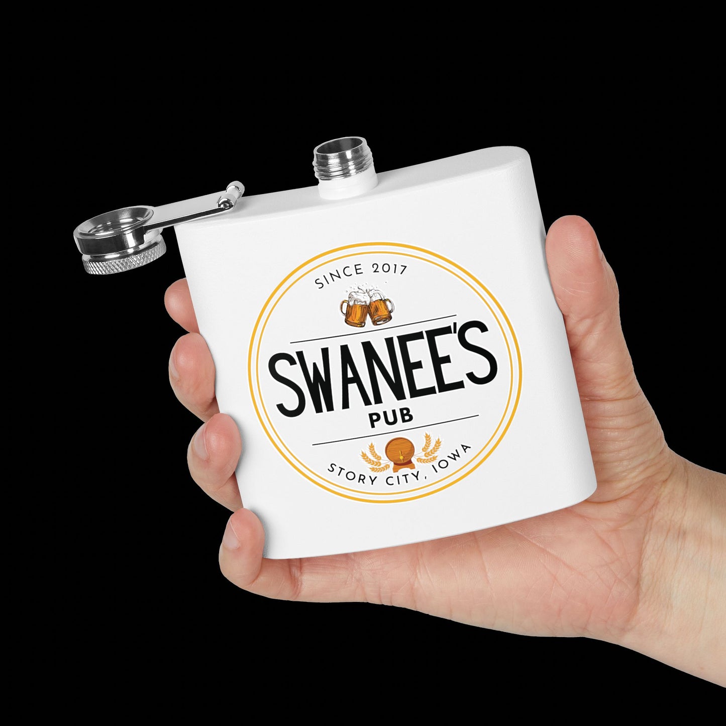 Swanee's Pub Drinkware | 6 oz Stainless Steel Flask